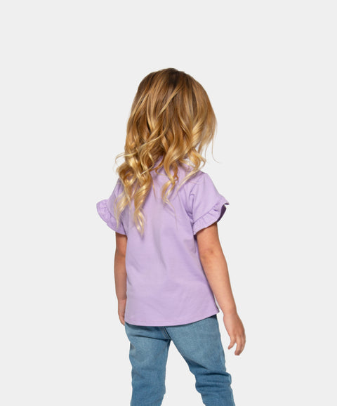 Camiseta Manga Corta Para Bebe Niña En Licra Color Lila