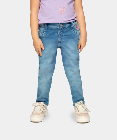 Jean Slim Para Bebé Niña En Denim Tono Medio