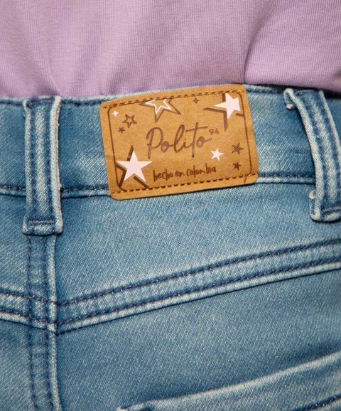 Jean Slim Para Bebé Niña En Denim Tono Medio