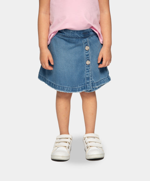 Falda Short Para Bebé Niña En Denim Tono Índigo Medio
