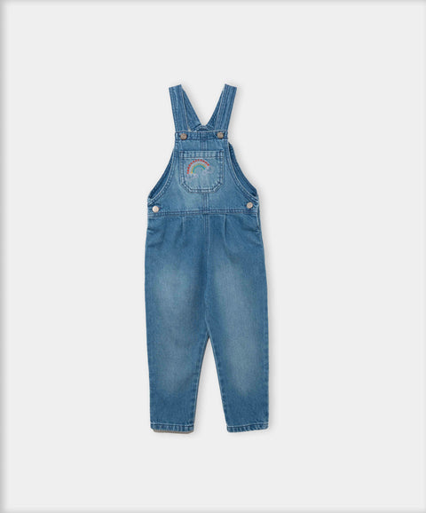 Overol Largo Para Bebé Niña En Denim Tono Medio Claro