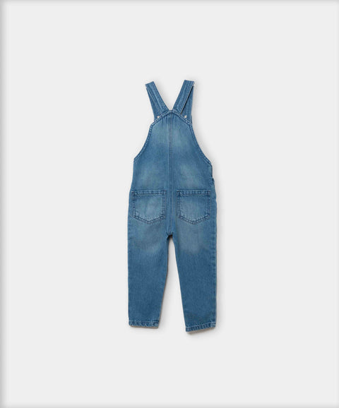 Overol Largo Para Bebé Niña En Denim Tono Medio Claro