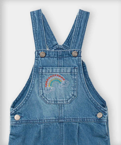 Overol Largo Para Bebé Niña En Denim Tono Medio Claro
