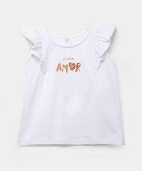 Camiseta Manga Corta Para Recién Nacida En Tela Suave Color Blanco