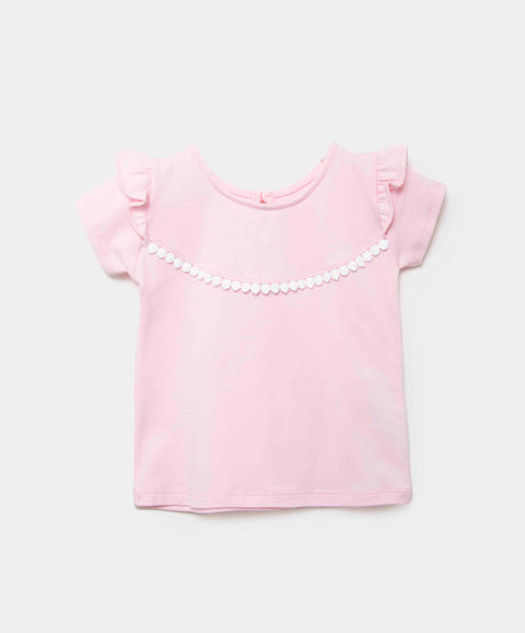 Camiseta Manga Corta Para Recién Nacida En Licra Color Rosado Claro