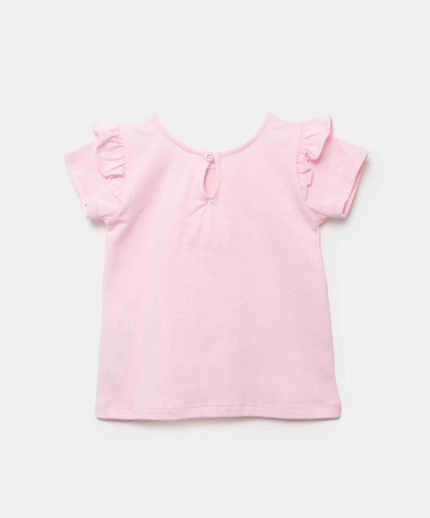 Camiseta Manga Corta Para Recién Nacida En Licra Color Rosado Claro