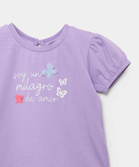 Conjunto De Camiseta Y Leggins Para Recién Nacida En Licra Color Lila