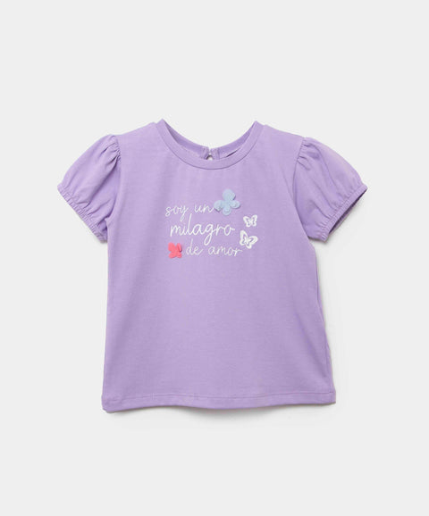 Conjunto De Camiseta Y Leggins Para Recién Nacida En Licra Color Lila