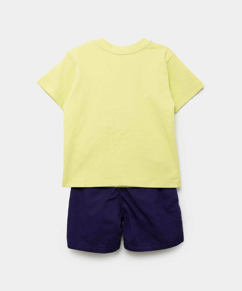 Conjunto Camiseta Y Bermuda Para Recién Nacido En Tela Suave Color Verde Y Azul