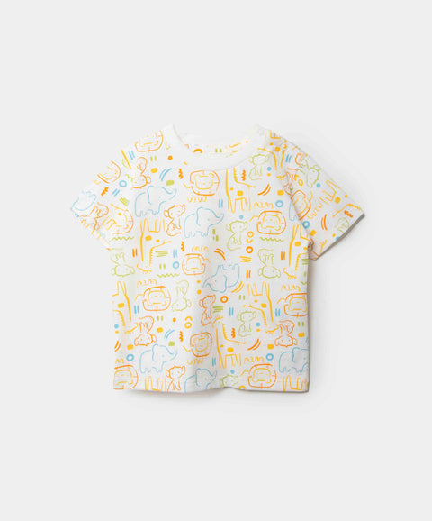 Conjunto Camiseta Y Pantalón Para Recién Nacido En Tela Suave Color Marfil Y Azul Navi