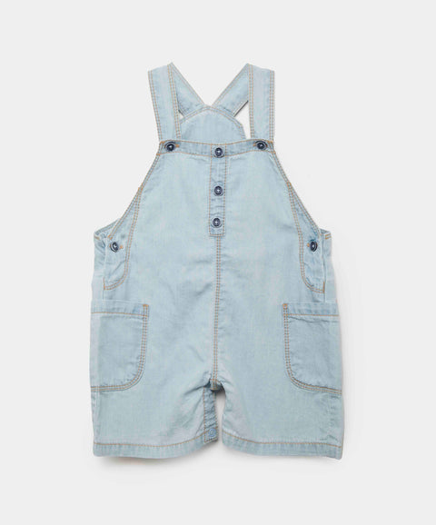 Overol Corto Para Recién Nacido En Denim Tono Claro