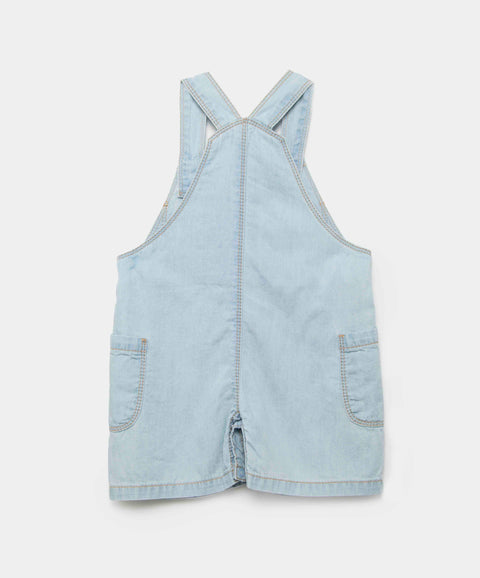 Overol Corto Para Recién Nacido En Denim Tono Claro