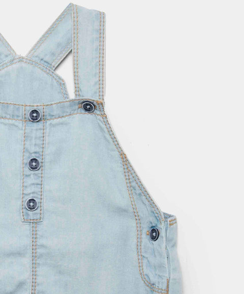 Overol Corto Para Recién Nacido En Denim Tono Claro