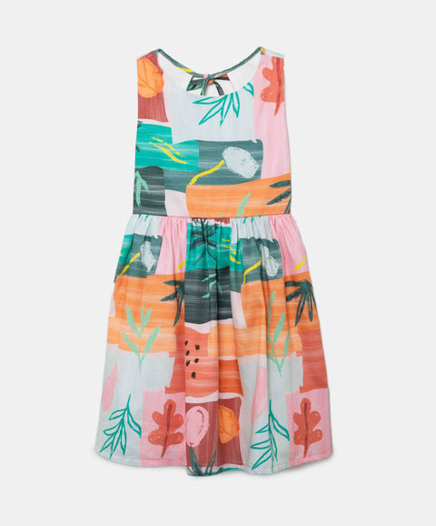 Vestido Manga Sisa Para Niña En Tela Suave Color Naranja Estampado