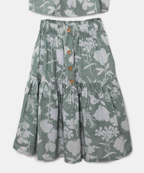 Conjunto Falda Y Blusa Para Niña En Tela Suave Color Verde