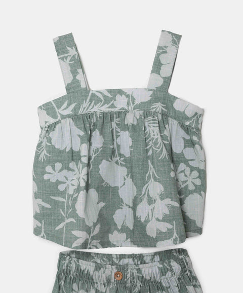 Conjunto Falda Y Blusa Para Niña En Tela Suave Color Verde