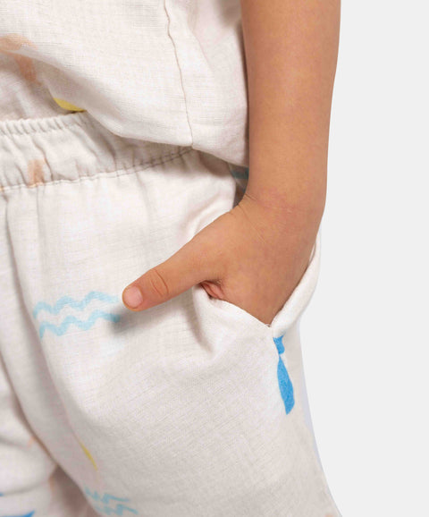 Conjunto De Camisa Y Bermuda Para Niño En Algodón Color Marfil