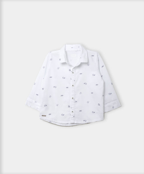 Camisa Manga Larga Para Bebé Niño En Algodón Color Blanco