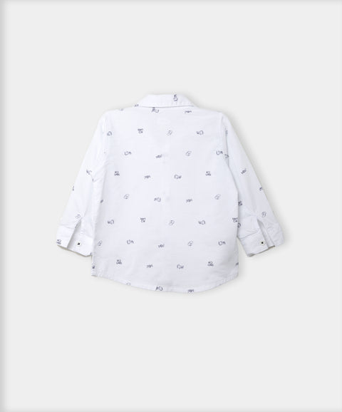 Camisa Manga Larga Para Bebé Niño En Algodón Color Blanco