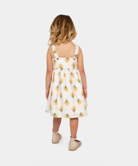Vestido Manga Sisa Para Bebe Niña En Tela Suave Color Crema Estampado
