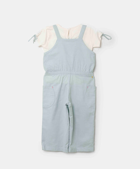 Conjunto Jumpsuit Largo Y Camiseta Para Bebe Niña Color Verde Claro