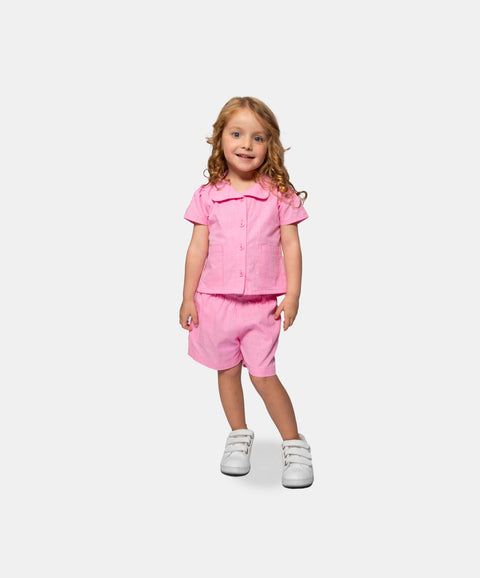 Conjunto Camisa Y Short Para Bebe Niña En Tela Suave Color Rosado