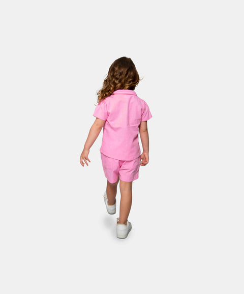 Conjunto Camisa Y Short Para Bebe Niña En Tela Suave Color Rosado
