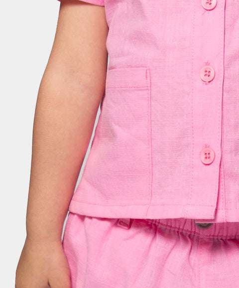 Conjunto Camisa Y Short Para Bebe Niña En Tela Suave Color Rosado