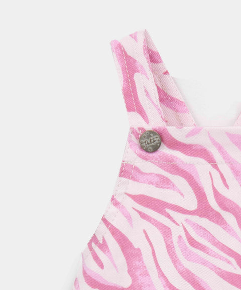 Jardinera Estampada Para Bebé Niña En tTwill Color Rosado