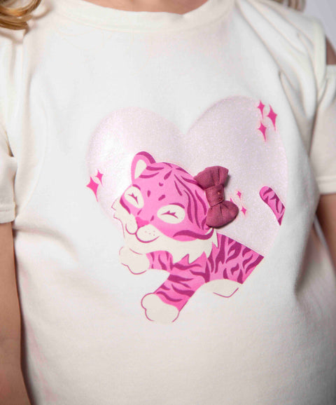 Conjunto Camiseta Y Jogger Para Bebé Niña En Licra Color Marfil Y Uva