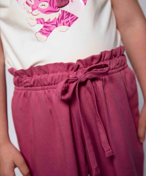 Conjunto Camiseta Y Jogger Para Bebé Niña En Licra Color Marfil Y Uva