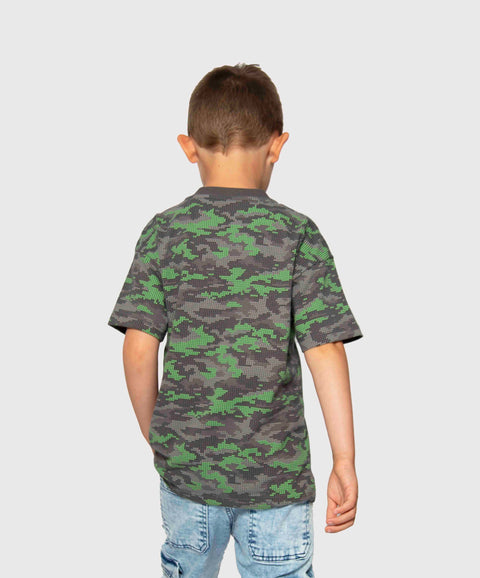 Camiseta Estampada Manga Corta Para Niño En Tela Suave Color Gris Oscuro