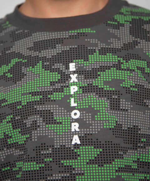 Camiseta Estampada Manga Corta Para Niño En Tela Suave Color Gris Oscuro