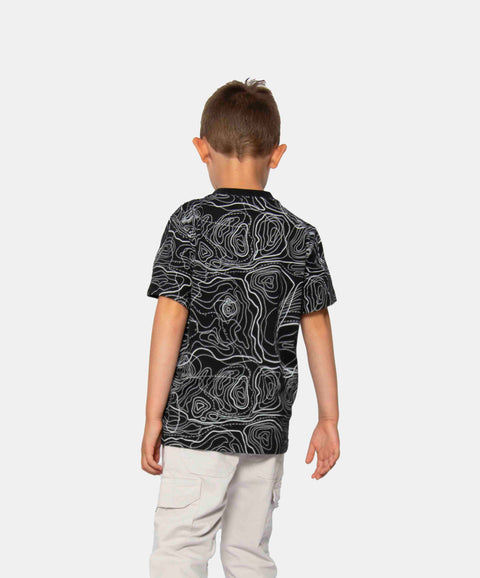 Camiseta Estampada Manga Corta Para Niño En Tela Suave Color Negro