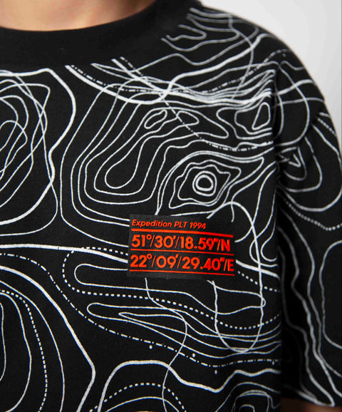 Camiseta Estampada Manga Corta Para Niño En Tela Suave Color Negro