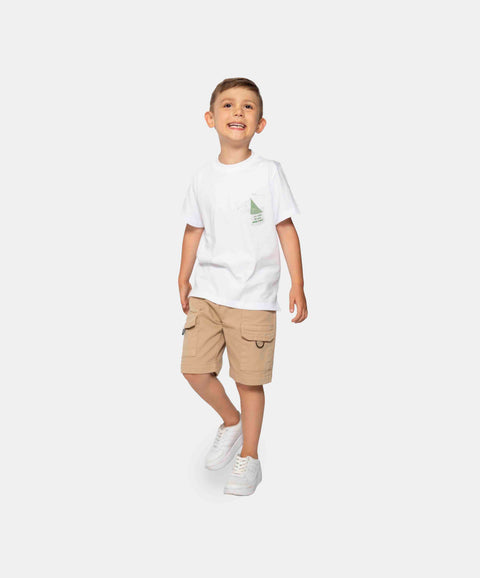 Camiseta Manga Corta Para Niño En Tela Suave Color Blanco