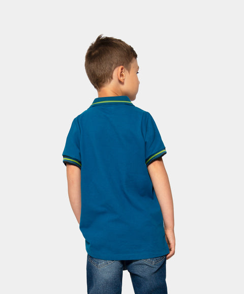 Camiseta Tipo Polo Para Niño En Algodón Color Azul Petróleo