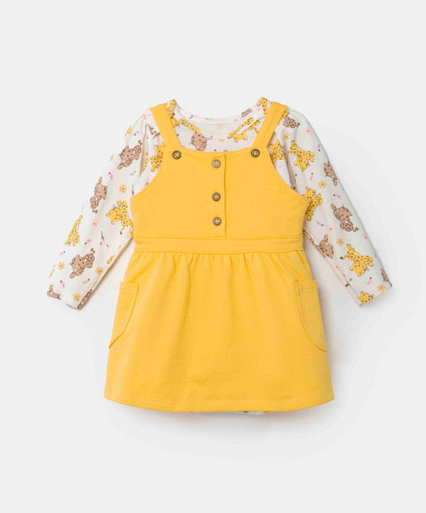 Conjunto Jardinera Y Body Manga Larga Para Recién Nacida Color Amarillo