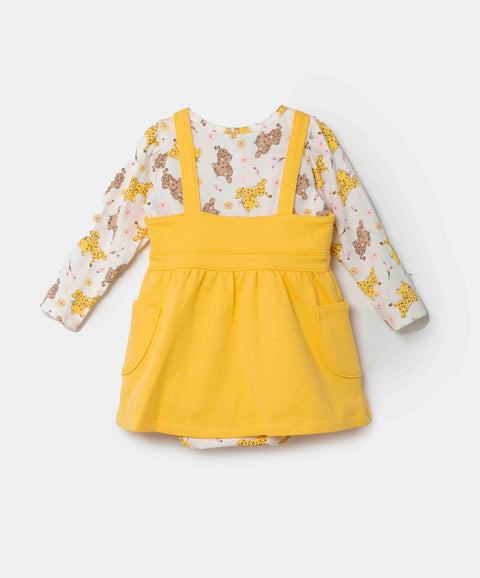 Conjunto Jardinera Y Body Manga Larga Para Recién Nacida Color Amarillo