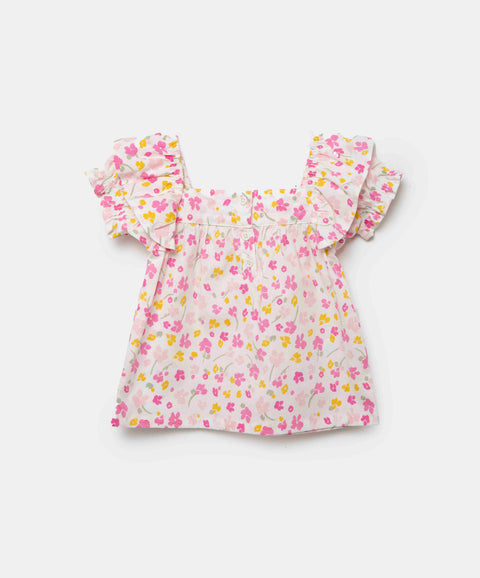 Conjunto Blusa Y Short Para Recién Nacida En Tela Suave Color Rosado Y Arena