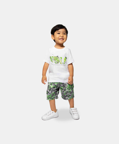 Conjunto De Camiseta Y Bermuda Para Bebé Niño Color Blanco
