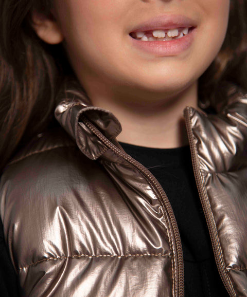 Chaleco Acolchado Para Niña Color Cobre Metalizado