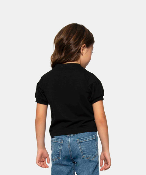 Camiseta Manga Corta Para Niña En Licra Color Negro