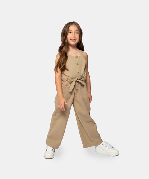 Enterizo Para Niña En Twill Color Verde Militar Claro