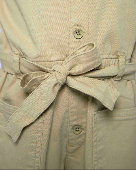 Enterizo Para Niña En Twill Color Verde Militar Claro