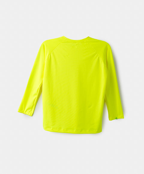 Camiseta Manga Larga De Playa Para Niño En Licra Color Verde Neón
