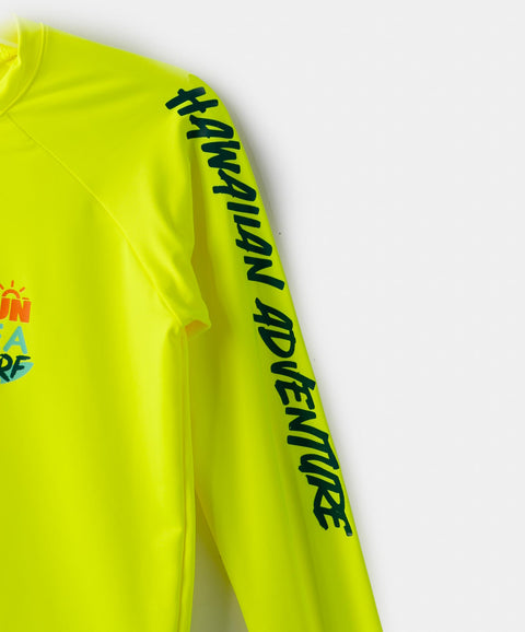 Camiseta Manga Larga De Playa Para Niño En Licra Color Verde Neón