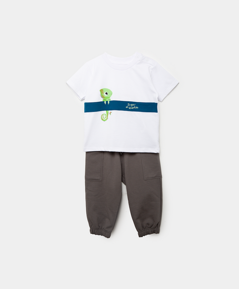 Conjunto Camiseta Y Pantalón Para Recién Nacido En Tela Suave Color Blanco