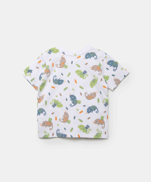 Camiseta Estampada Manga Corta Para Recién Nacido En Tela Suave Color Blanco