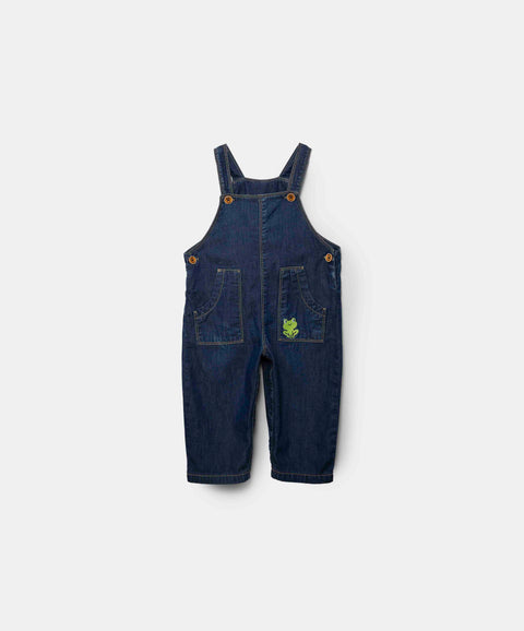 Overol Largo Para Recién Nacido En Denim Tono Oscuro